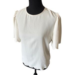 Express Cream Short Sleeve Blouse, size medium